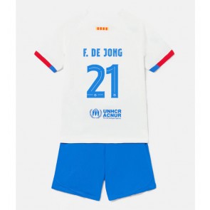 Barcelona Frenkie de Jong #21 Dětské Venkovní dres komplet 2023-24 Krátký Rukáv (+ trenýrky)